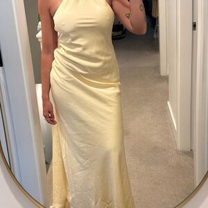 Elegant Yellow Halter Dress